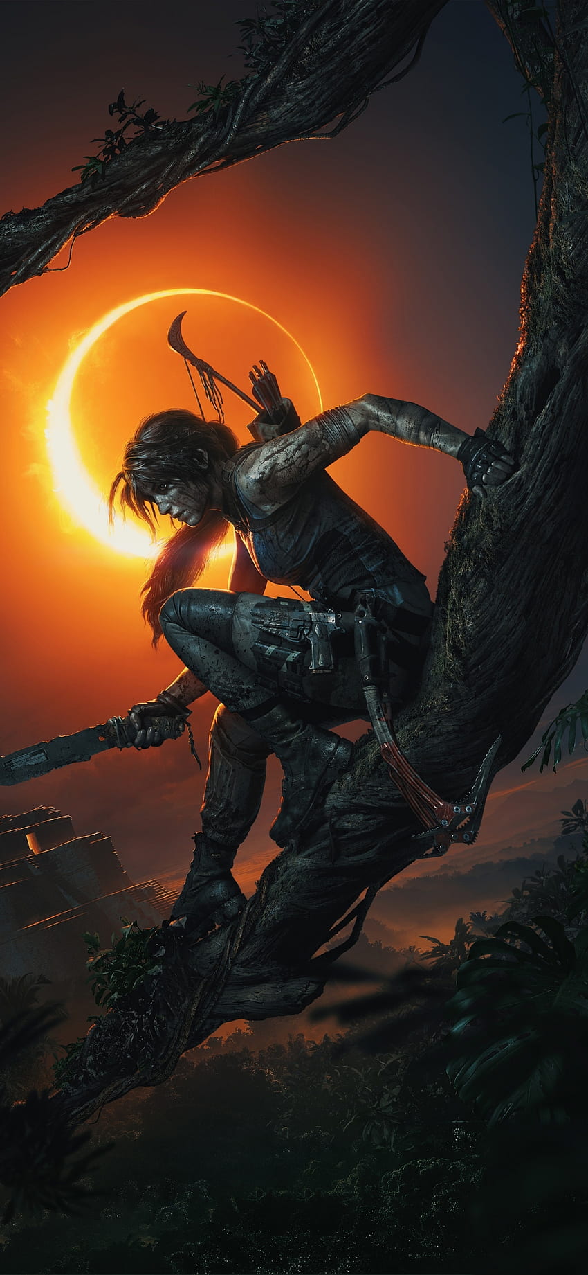 Shadow of the Tomb Raider, Videospiel, Dunkel, Nacht, Lara Croft, iPhone X, Hintergrund, 5089, Tomb Raider 5S HD-Handy-Hintergrundbild
