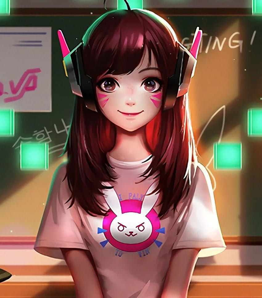 cute, d.va, overwatch, gaming, iphone, , background, 1177, Cute Anime Gamer Girl HD phone wallpaper