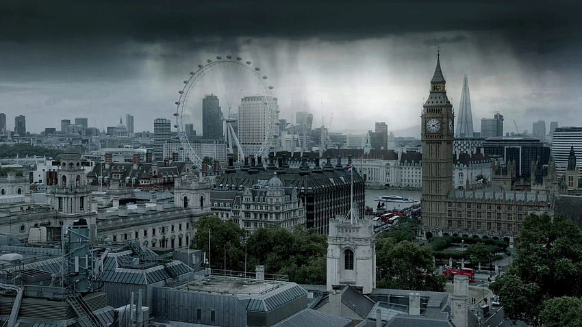 London, City, Cityscape, Rain, Clouds, UK, The Shard / and Mobile &, London City Skyline HD wallpaper