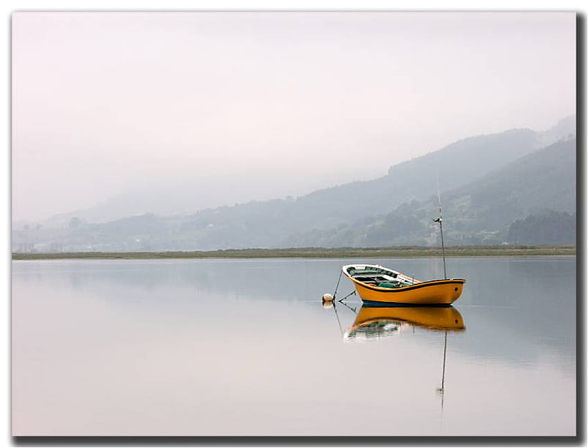 Lake, boat, solitude, fishing HD wallpaper