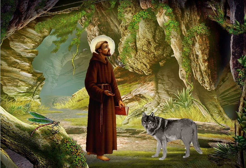 นักบุญฟรานซิสกับหมาป่า พระคริสต์ สันติ อ่าว ฟรานซิส วอลล์เปเปอร์ HD