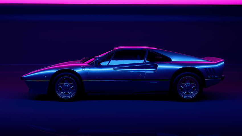 Neon lights, sports car, classic HD wallpaper
