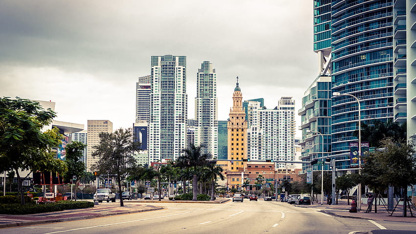 Städte, USA, Wolkenkratzer, Vereinigte Staaten, Straße, Miami, Florida HD-Hintergrundbild