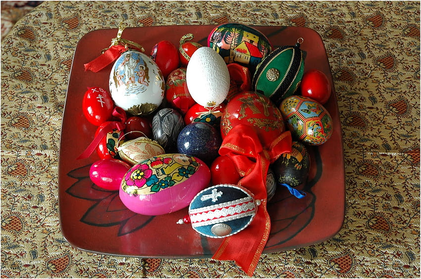 Великденска украса, украса, рисувани, великден, природа, яйца HD тапет