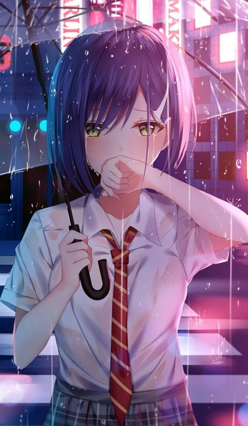 Menina Anime, Chorando, Vista de Perfil, Triste , menina anime chorando  Papel de parede de celular HD