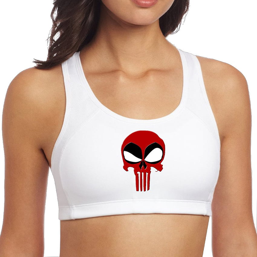 Women's Deadpool Punisher Skull Logo Racerback Yoga Sports Bra: Books HD phone wallpaper