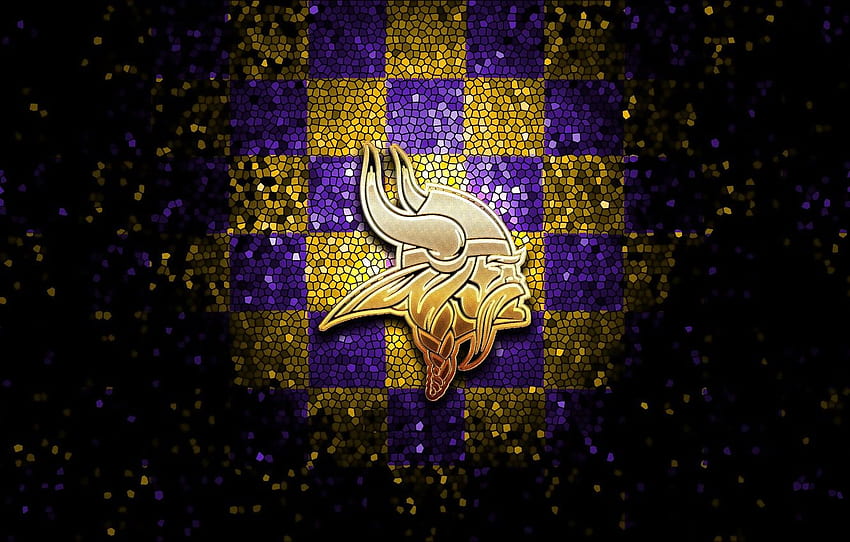 esporte, logotipo, NFL, purpurina, xadrez, Minnesota Vikings para , seção спорт, Minnesota Vikings Logo papel de parede HD