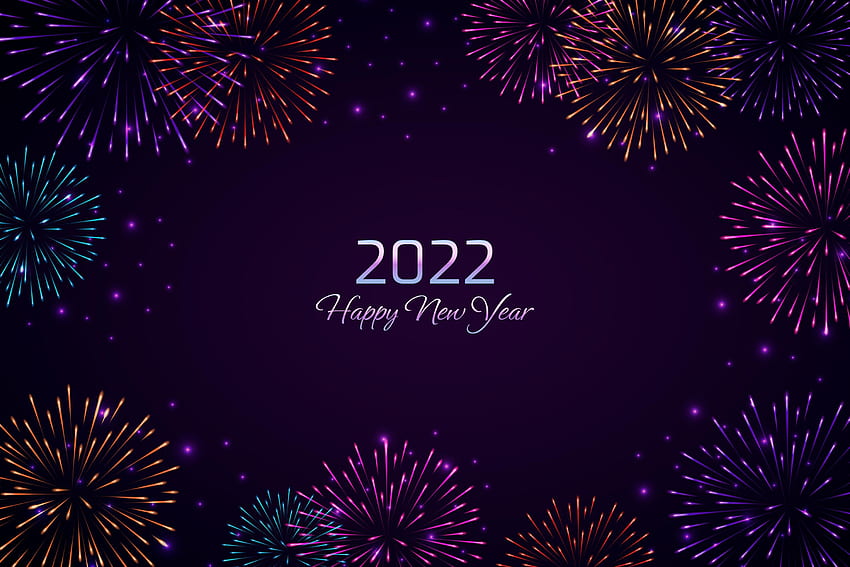 :), фойерверки, синьо, лилаво, розово, 2022, картичка, нова година HD тапет