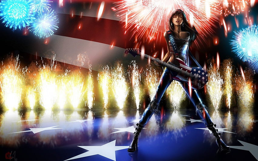 American Rock Girl, rocker chick, rock girl, american girl, american rock HD wallpaper