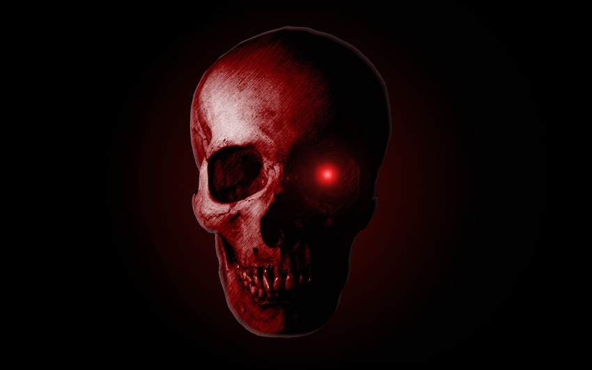 166 Evil skull 赤と黒 []、モバイル、タブレット用。 邪悪な頭蓋骨を探索します。 ドクロ、ドクロ用、ブラッディアイ 高画質の壁紙