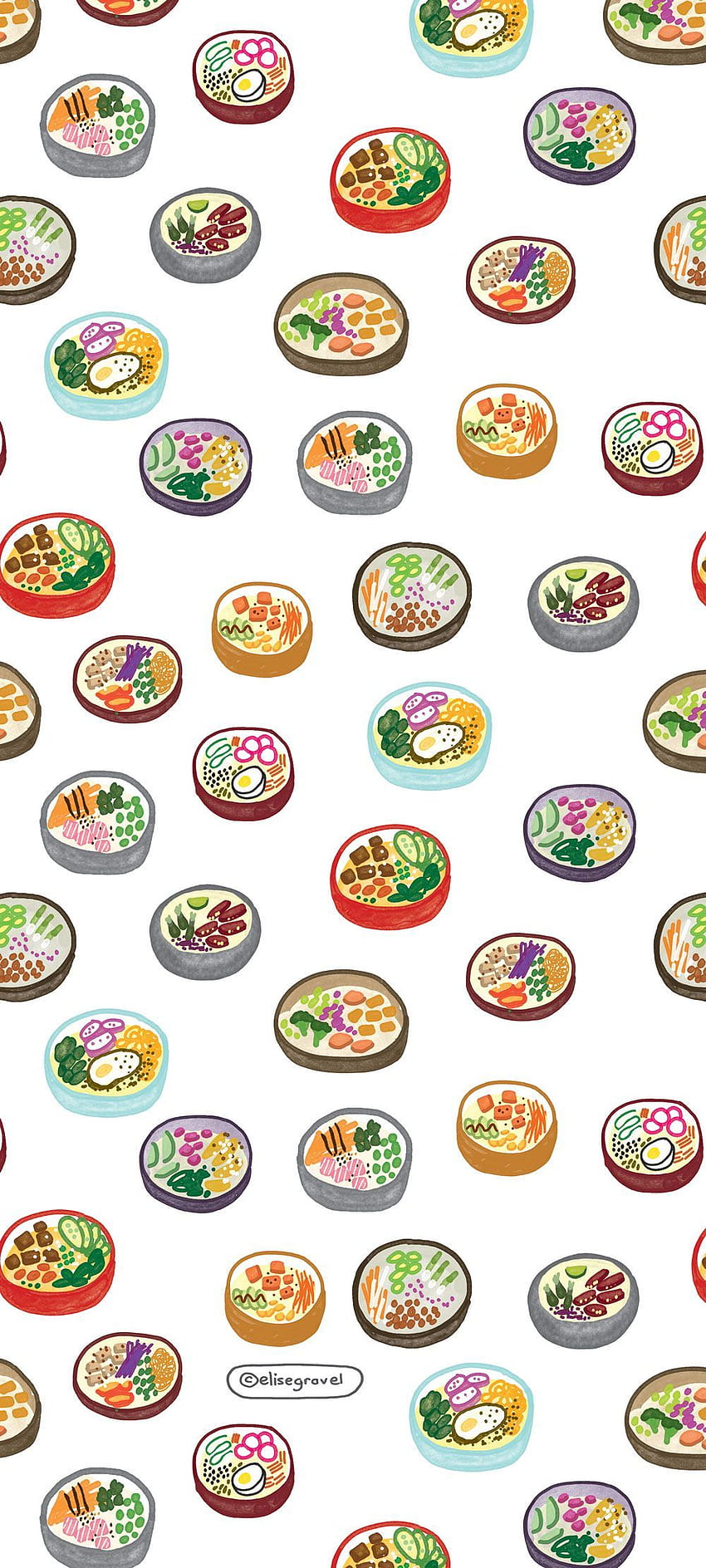 Poke bowl, cibo, ramen, carino, ciotola, riso, illustrazione, disegno, acquerello, carino. Poke bowl, menu Poke bowl, illustrazioni di cibo Sfondo del telefono HD
