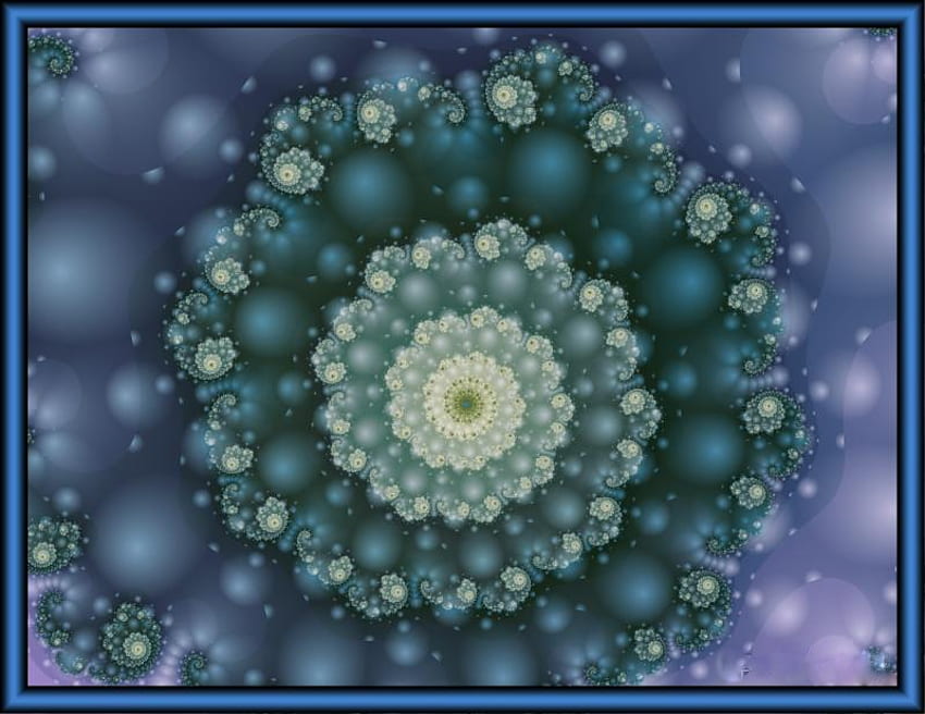 astral travels, blue, circles, fractal, abstract HD wallpaper
