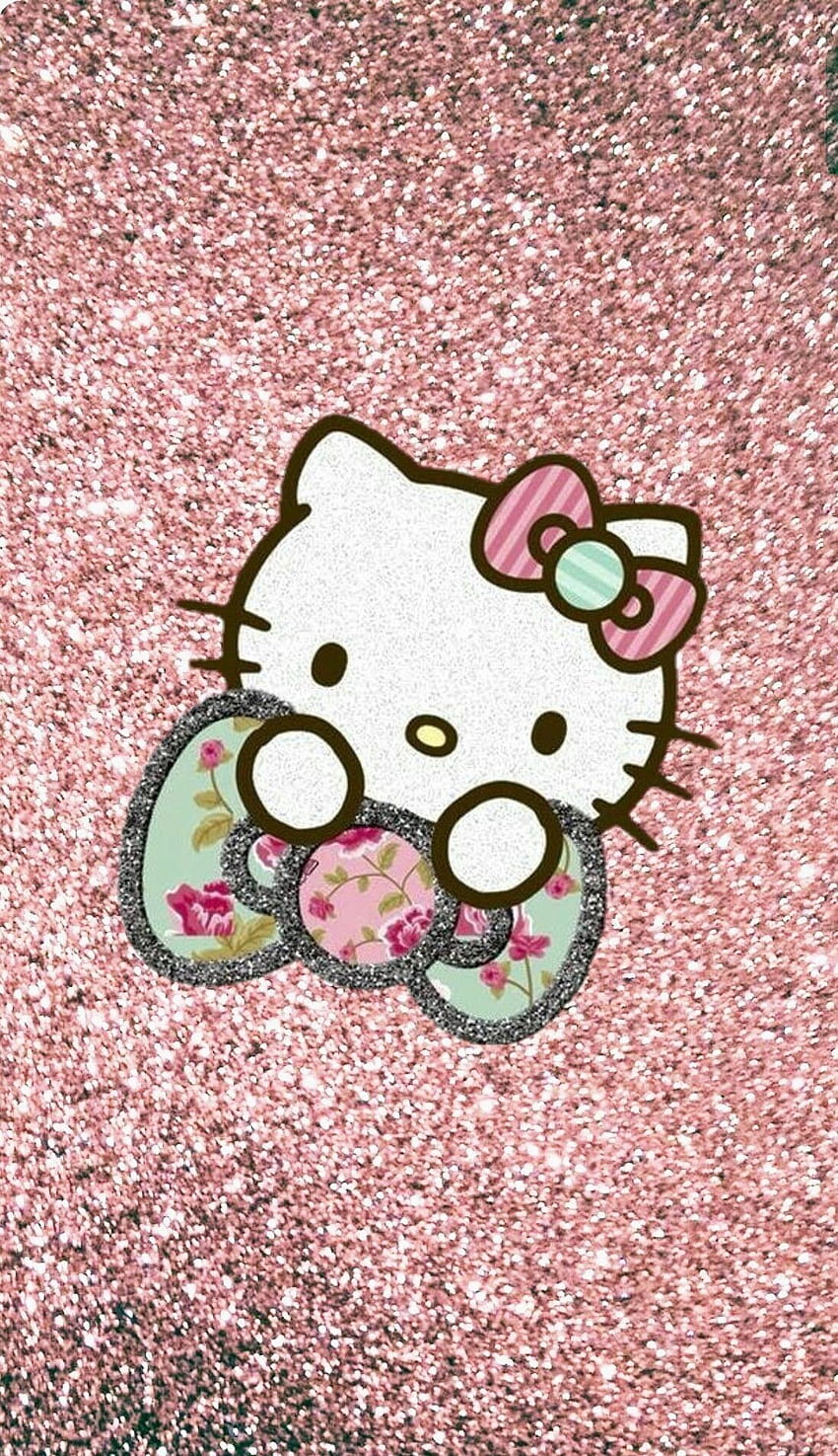 Hello Kitty Glitter -, Hello Kitty brokatowe tło na nietoperzu, śliczny brokat myszki Minnie Tapeta na telefon HD