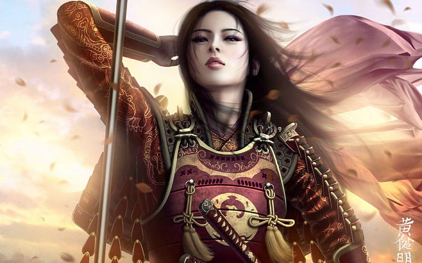 Mujeres guerreras de fantasía (teléfono, tableta): impresionante arte de guerreras asiáticas fondo de pantalla