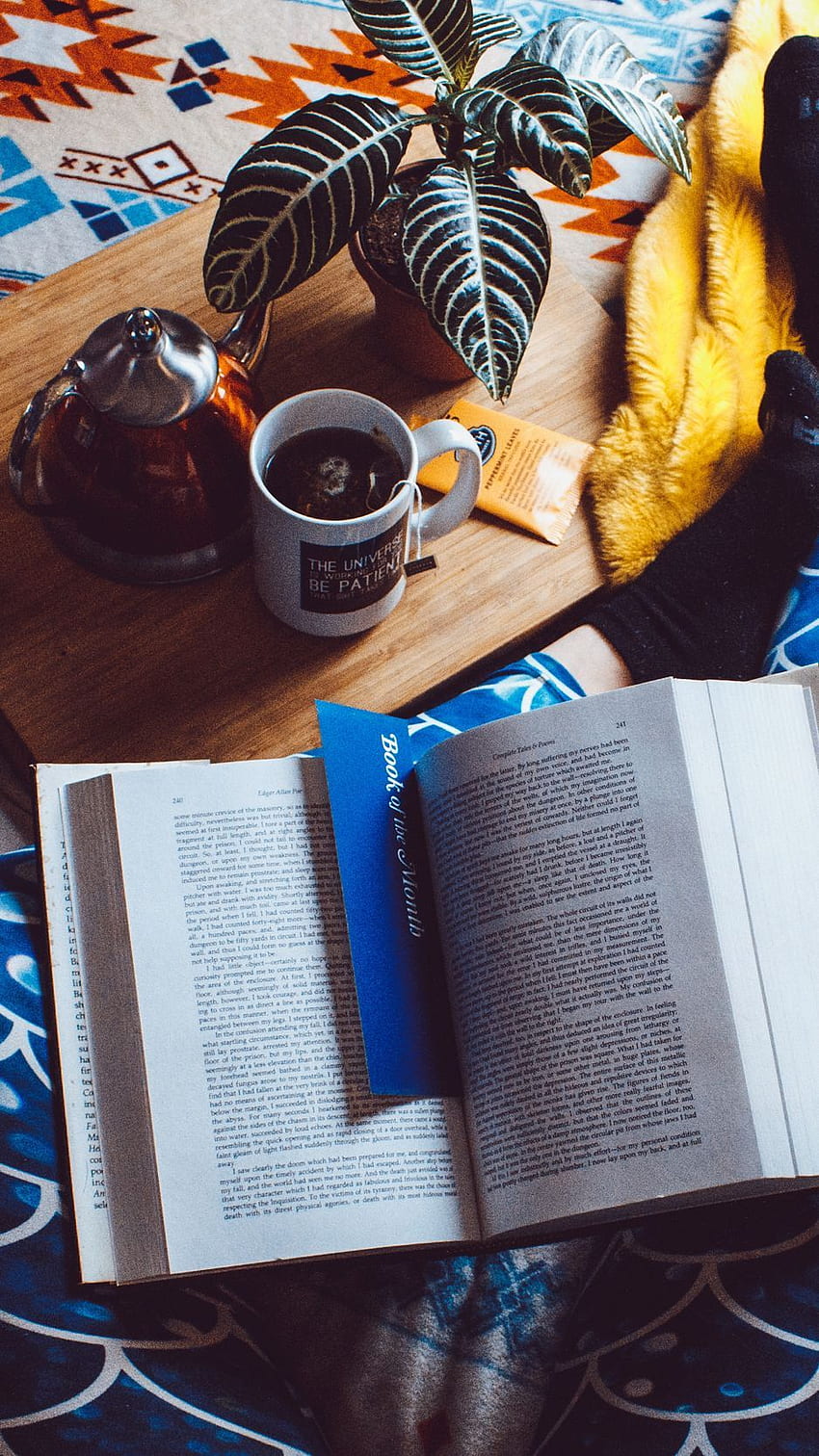 Herbata, książka, odpoczynek, hobby Iphone 8 7 6s 6, herbata i książki Tapeta na telefon HD