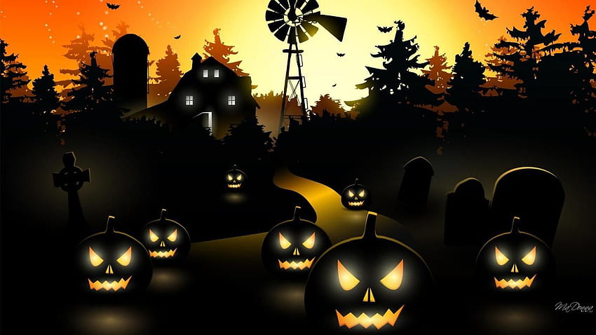 Halloween-Hintergrund für Feengärten. Auflösungen 16:9, 1366 x 768 Halloween HD-Hintergrundbild
