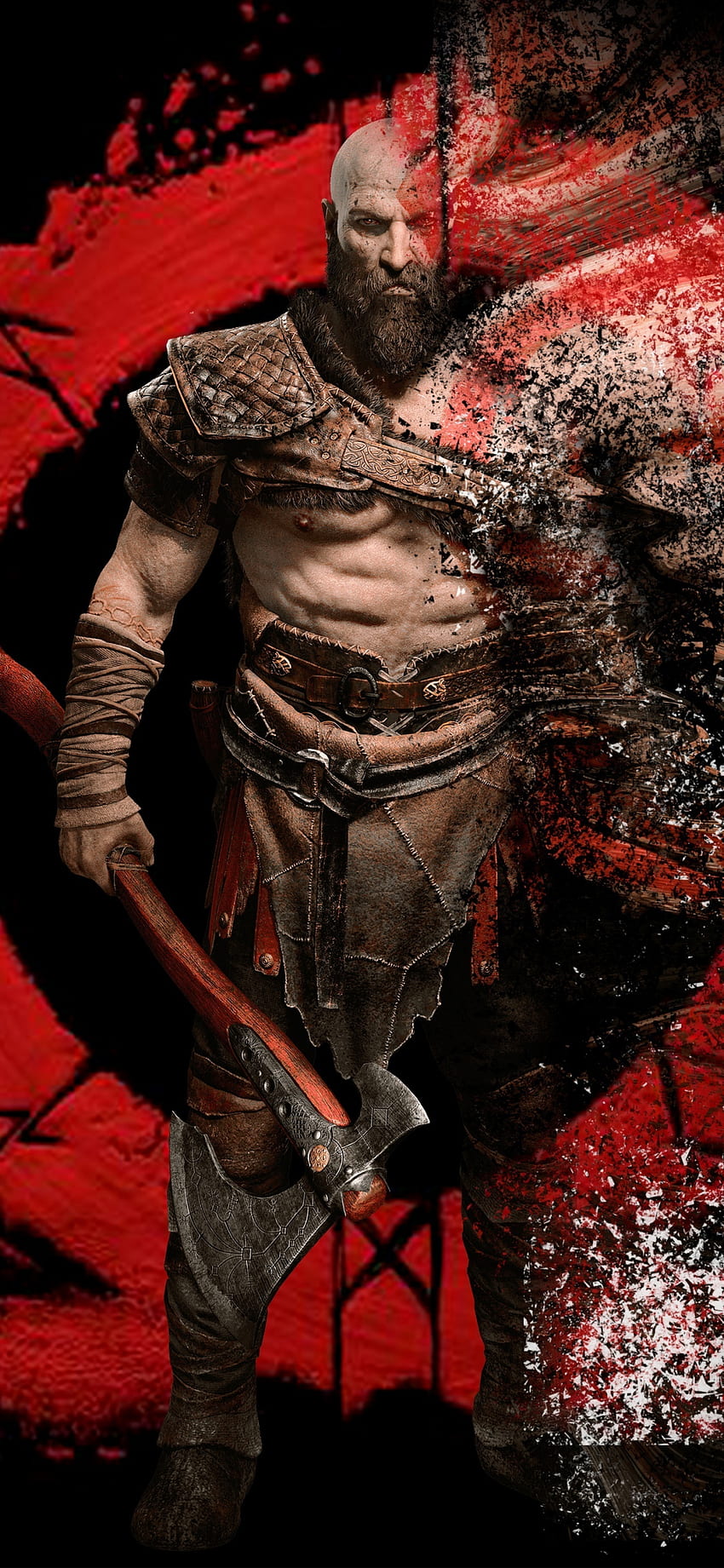 kratos, krieger, digitale kunst, kriegsgott, iphone x, hintergrund, 8136, alter kratos HD-Handy-Hintergrundbild
