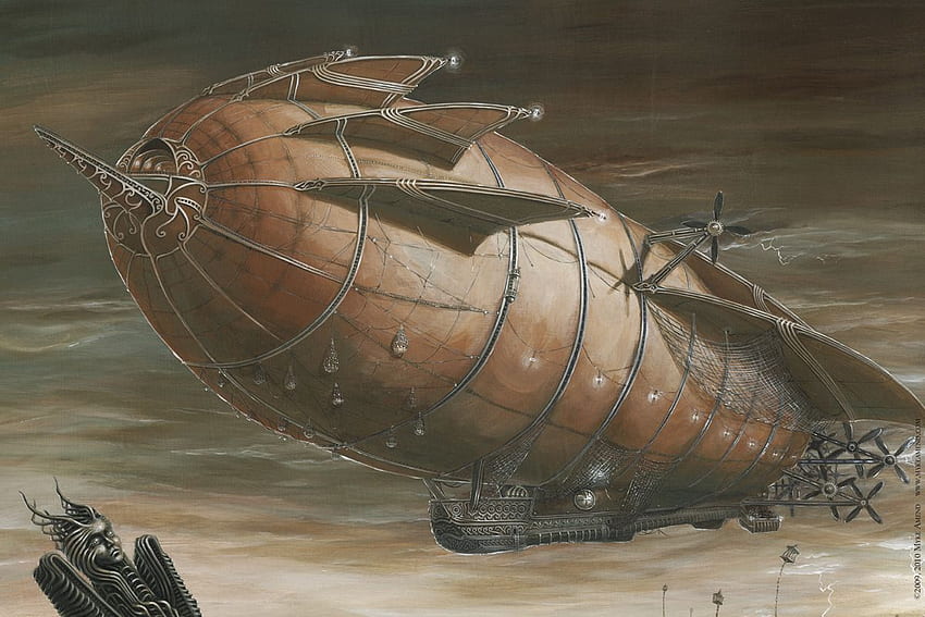 Steampunk – Arte SteamPunk, pinturas de fantasia e ilustração de surrealismo pop, pintura de dirigível papel de parede HD