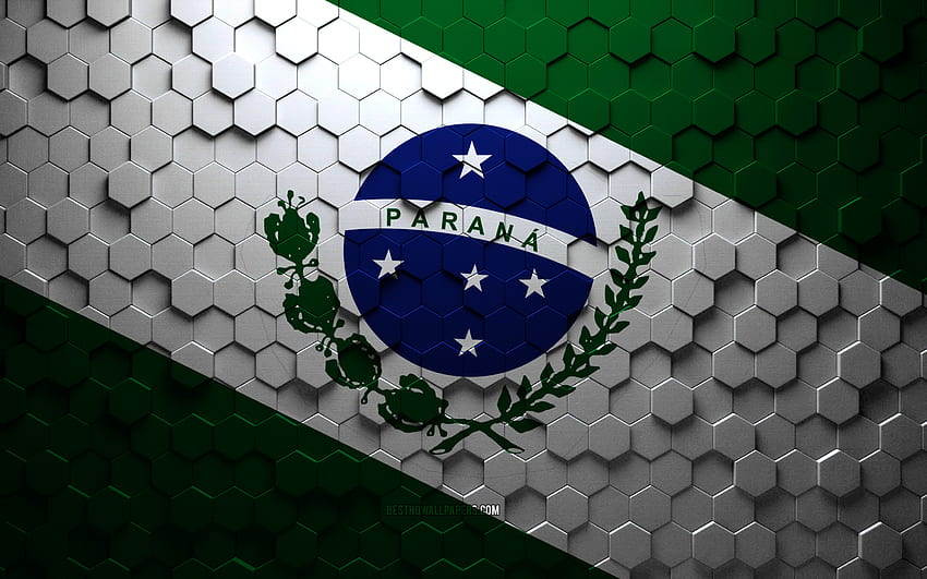 Bendera Parana, seni sarang lebah, bendera segi enam Parana, Parana, seni segi enam 3d, bendera Parana Wallpaper HD