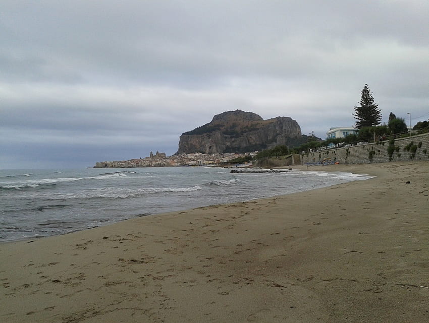 Sycylia, Cefalu, romantyczna, plaża Tapeta HD