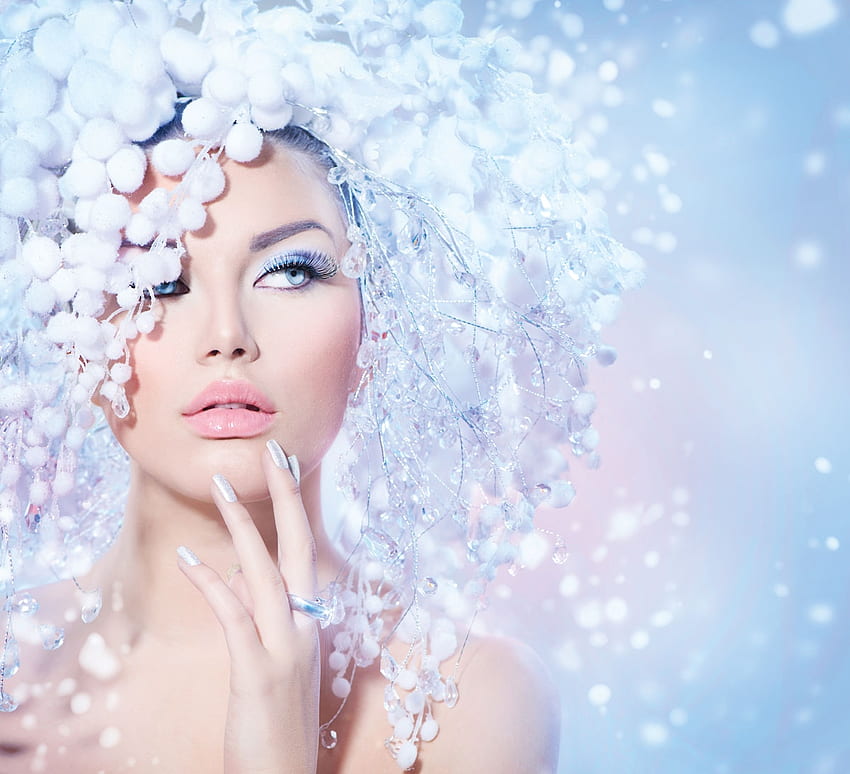 Winter beauty, blue, winter, white, model, girl, beauty, anna subbotina, woman, face HD wallpaper