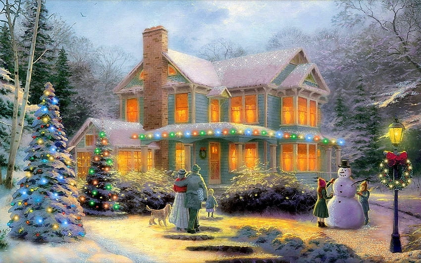 Thomas Kinkade Christmas, Christmas Paintings HD wallpaper | Pxfuel
