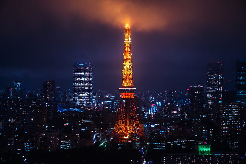 都市, 夜の街, 街の明かり, タワー、東京 高画質の壁紙