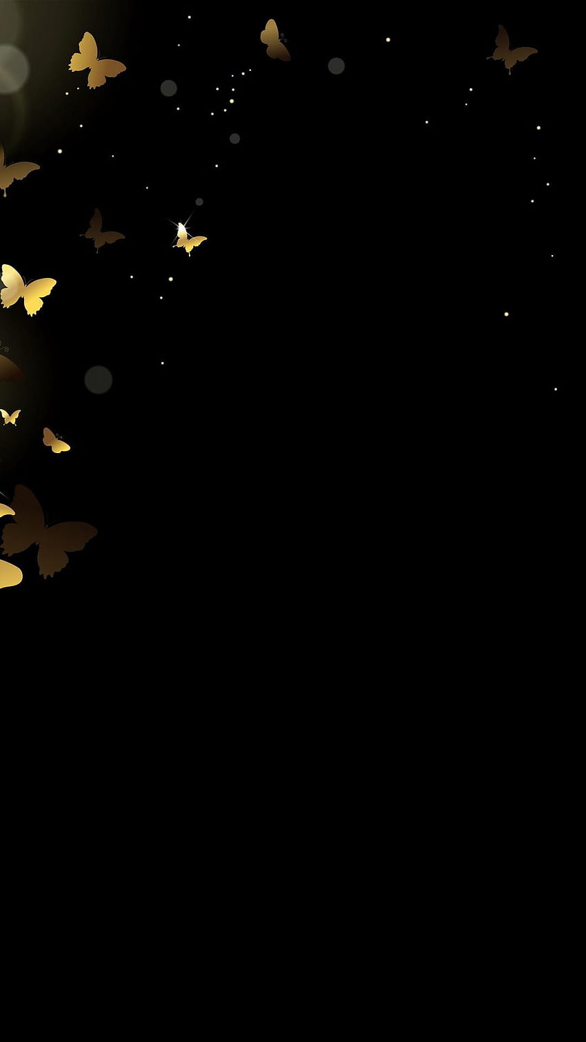 황금 나비, 검은색과 금색 나비 HD 전화 배경 화면