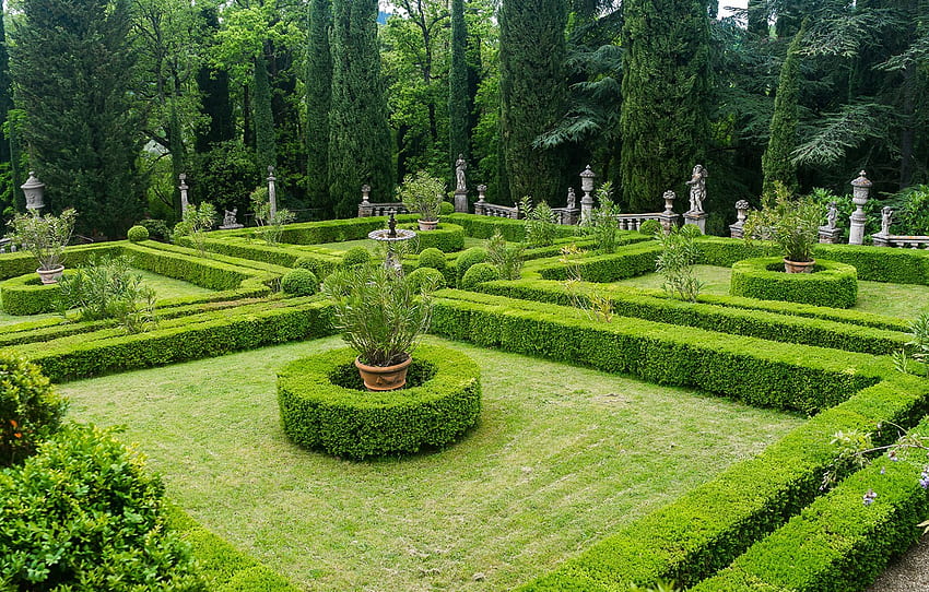 hijau, pohon, desain, taman, Italia, semak-semak, Tuscany, Peyron Villa Garden for , bagian природа, Villa Italia Wallpaper HD