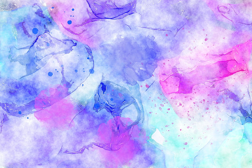 水彩、青とピンク、アート 高画質の壁紙