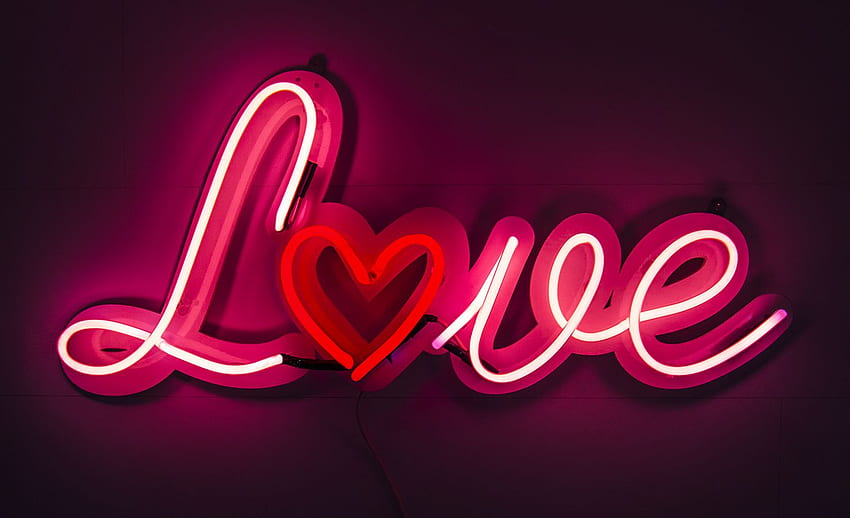 Aesthetic Red Heart Neon , Love Neon HD wallpaper