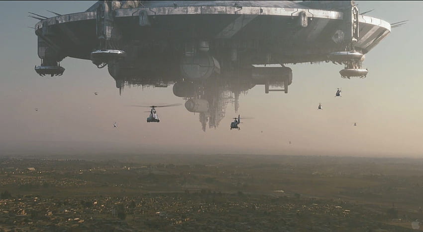 District 9 Alien Motherships Guns Helicopters HD wallpaper
