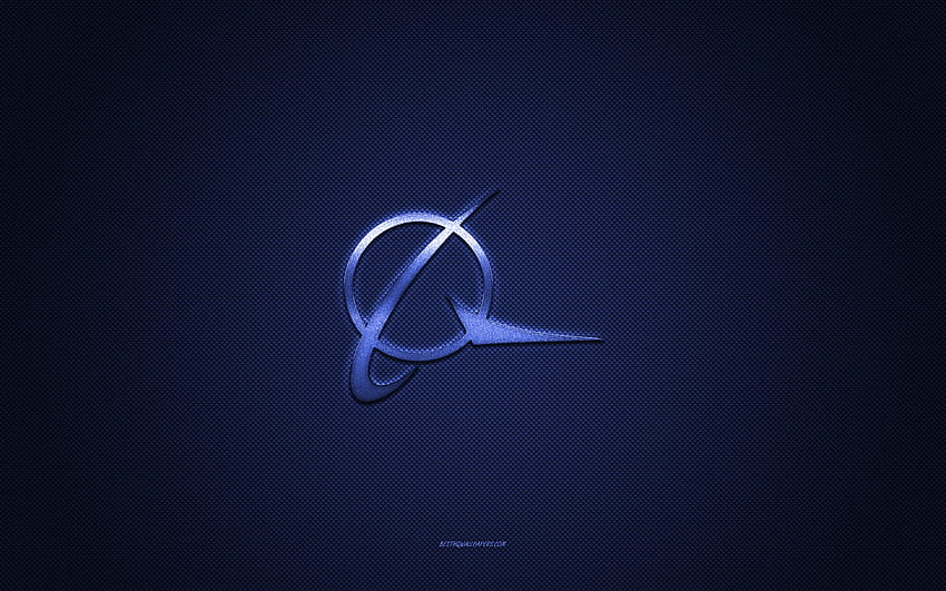 Logotipo de Boeing, logotipo azul brillante, emblema de metal de Boeing, textura de fibra de carbono azul, Boeing, marcas, arte creativo, emblema de Boeing fondo de pantalla