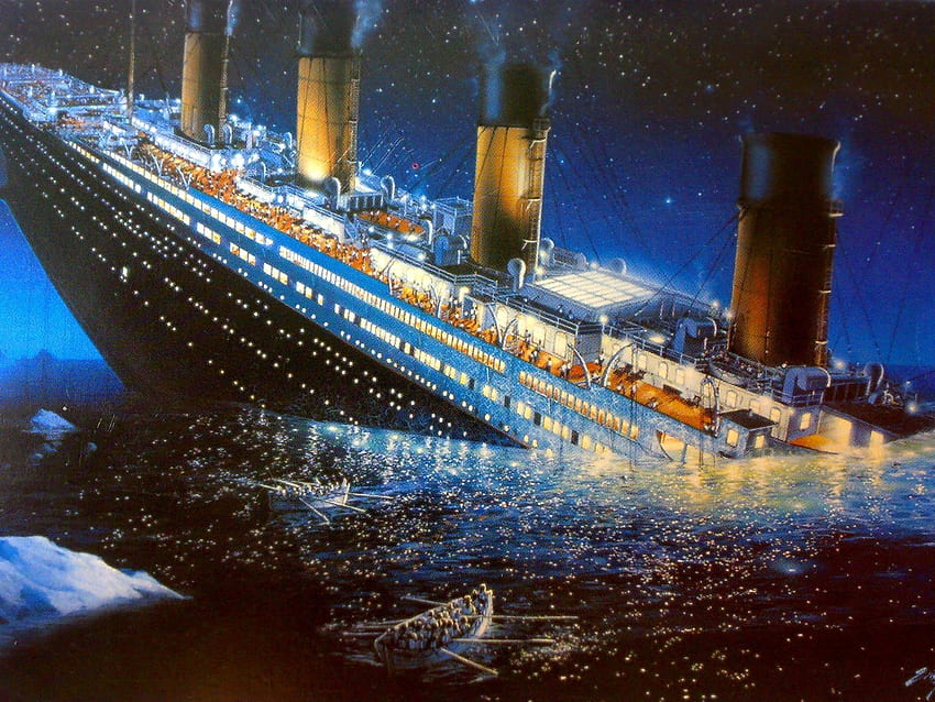 Титаник потъва, потъващ кораб HD тапет