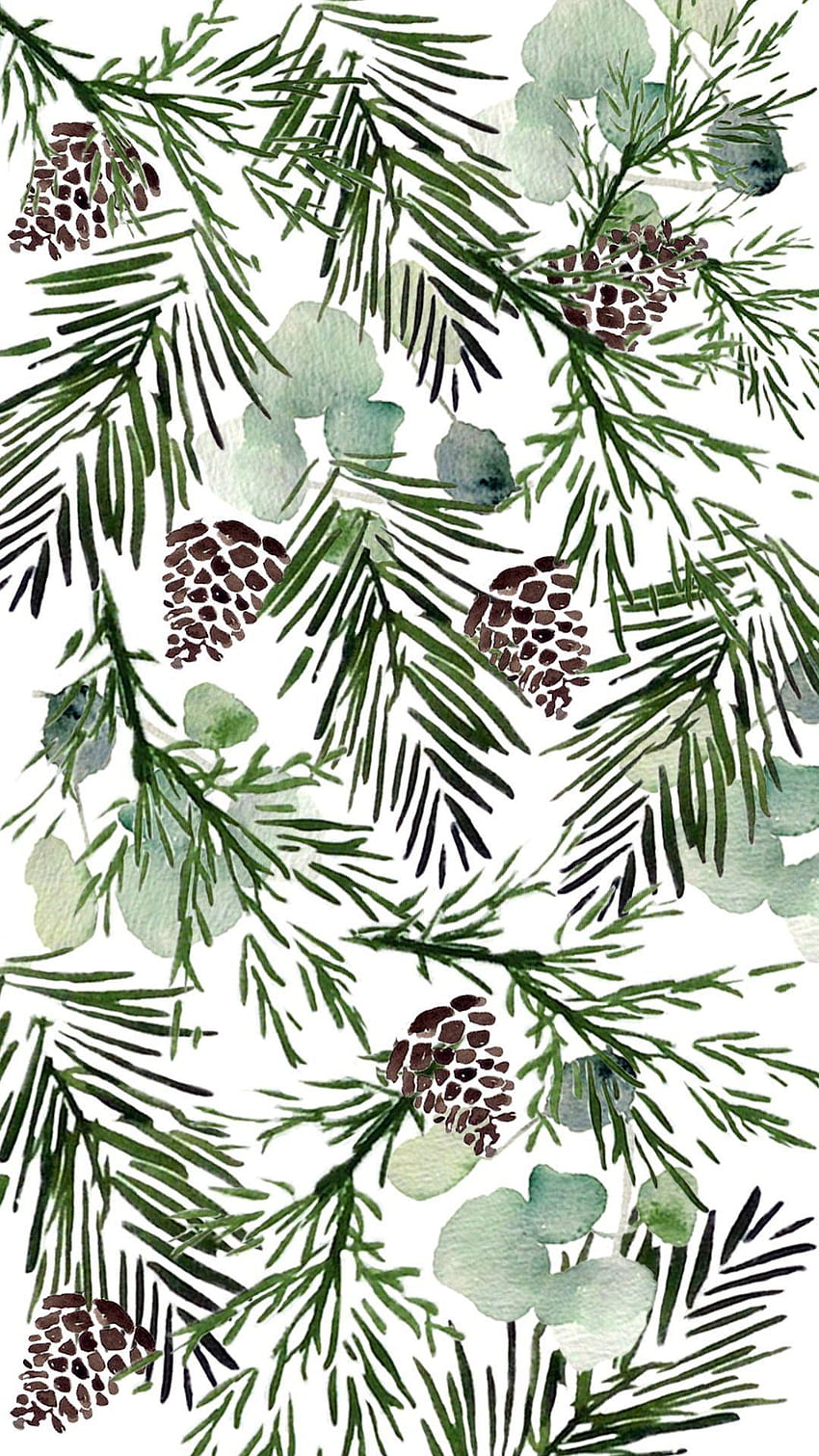 Weihnachtskiefern, Baum-Aquarell HD-Handy-Hintergrundbild