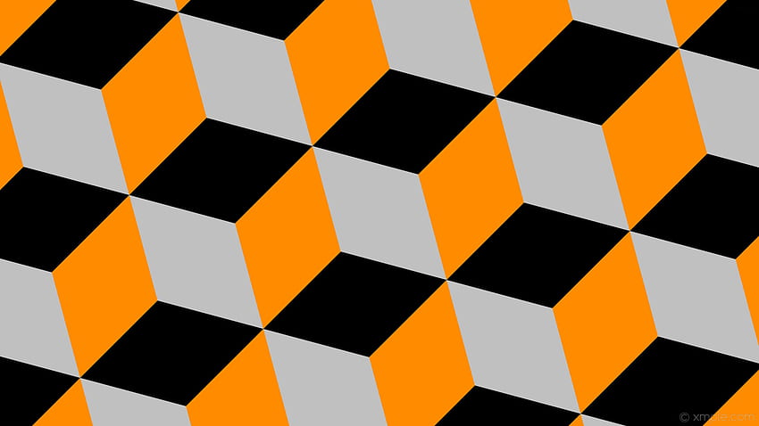 Cubos 3D grises Negro Naranja Plata Naranja oscuro - Gris oscuro y naranja fondo de pantalla