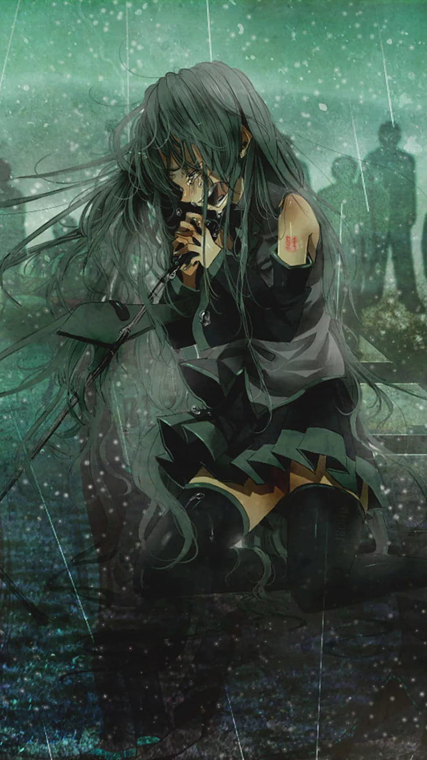 Kara Anime Depressed Girl, Anime Depresyon HD telefon duvar kağıdı