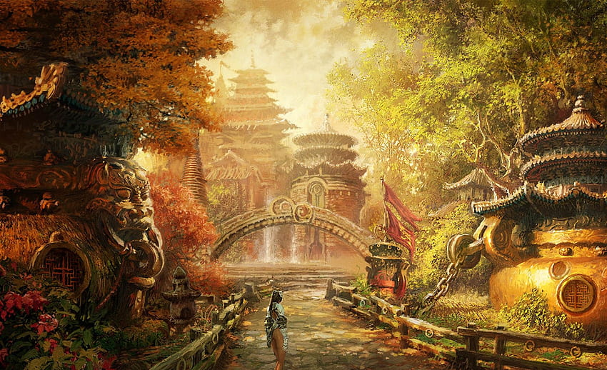 Вход и фон на храма Шаолин. HD тапет