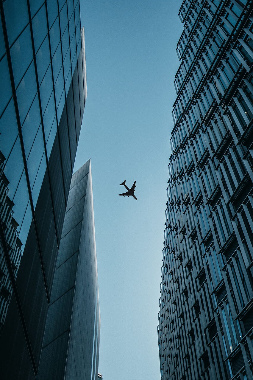 Sky, Building, , , Plane, Airplane, Bottom View HD phone wallpaper