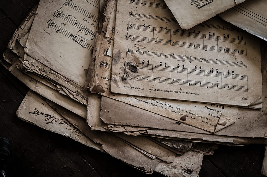 音楽, 紙, ノート, 汚い 高画質の壁紙