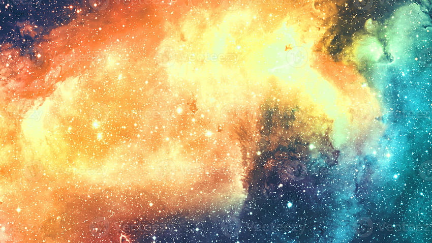 Infinite beautiful cosmos yellow and light blue background with nebula, cluster of stars in outer space. Beauty of endless Universe filled smic art, science fiction 4702950 Stock at Vecteezy, Orange Blue Space HD wallpaper