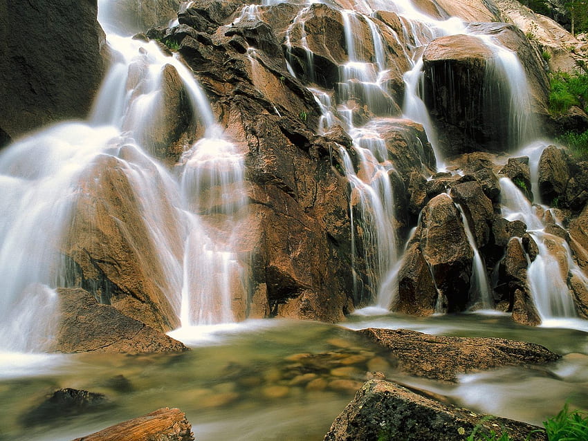 Alam, Batu, Air Terjun, Cascades, Hijau Wallpaper HD
