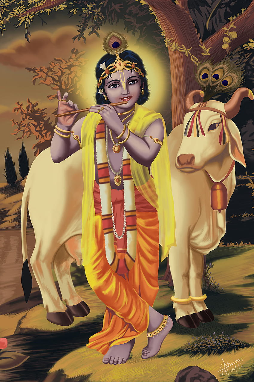 Krishna With Cow - Happy Govardhan Puja Png - - teahub.io, Krishna and Cow HD phone wallpaper