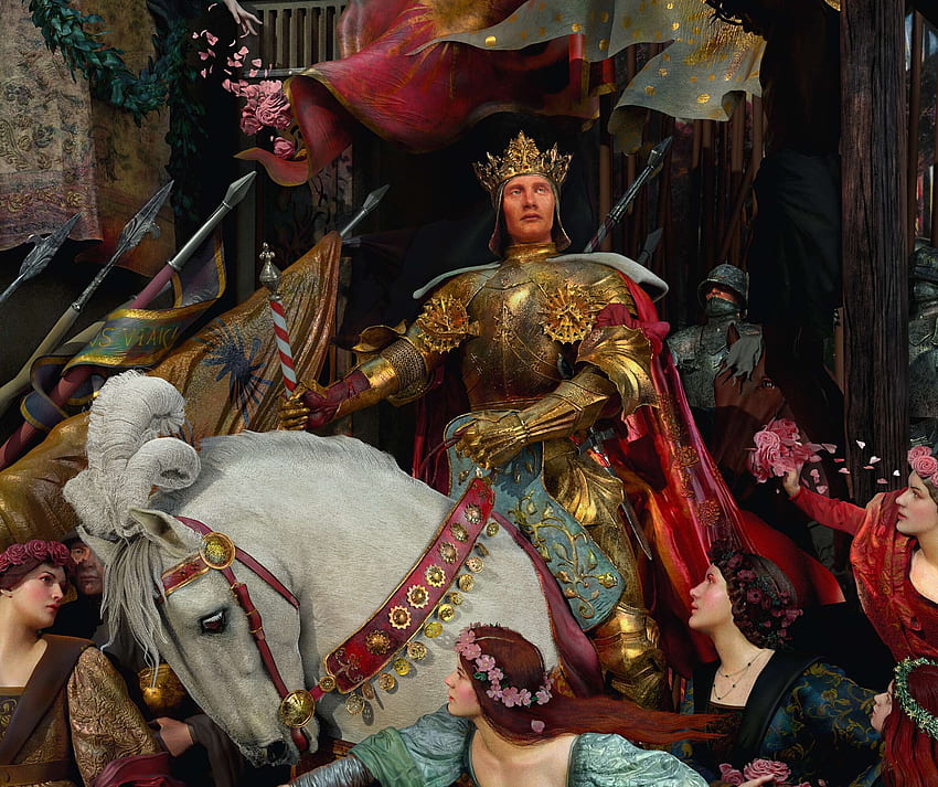 The two crowns (detail), man, detail, rootworkshop, horse, art, fantasy, king HD wallpaper