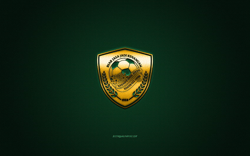Kedah Darul Aman FC, klub sepak bola Malaysia, logo kuning, latar belakang serat karbon hijau, Liga Super Malaysia, sepak bola, Kedah, Malaysia, logo Kedah Darul Aman FC Wallpaper HD