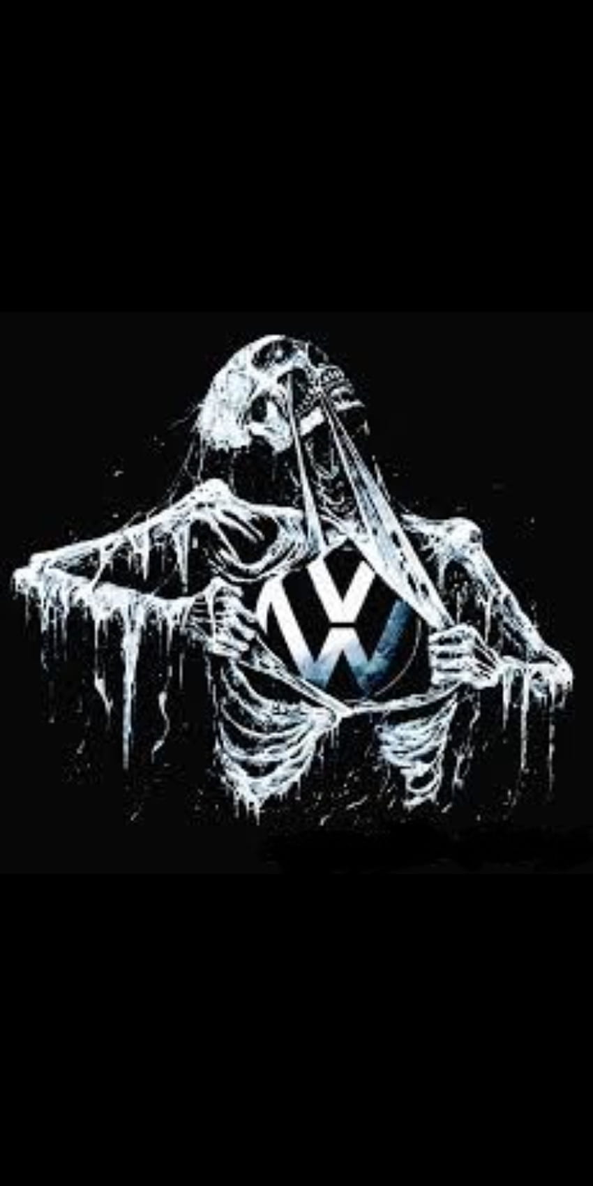 Vw skele, esqueleto, Volkswagen, logotipo, cráneo, vehículo fondo de pantalla del teléfono