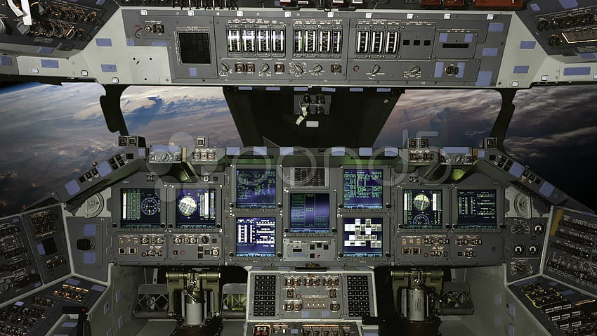 Cabina di pilotaggio dello Space Shuttle - sullo spazio Sfondo HD