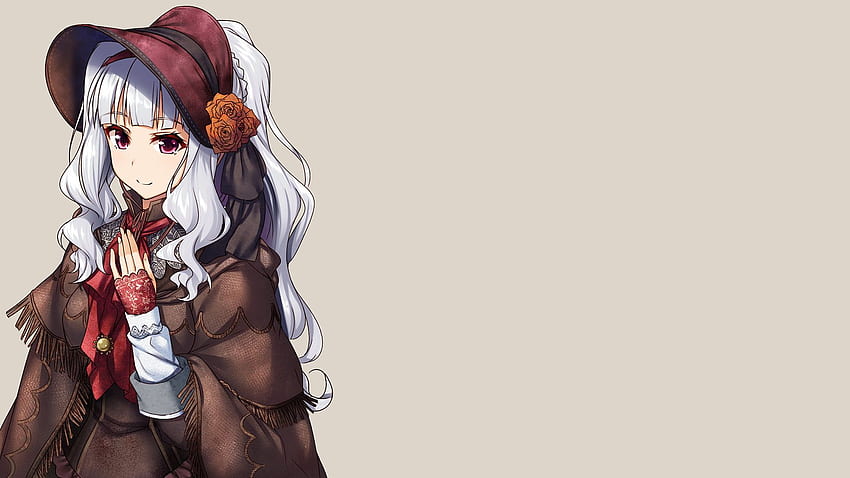 White haired anime character in gray background, Simple Anime Girls HD wallpaper