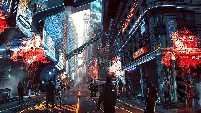 City Alley, Cyberpunk Alley HD wallpaper