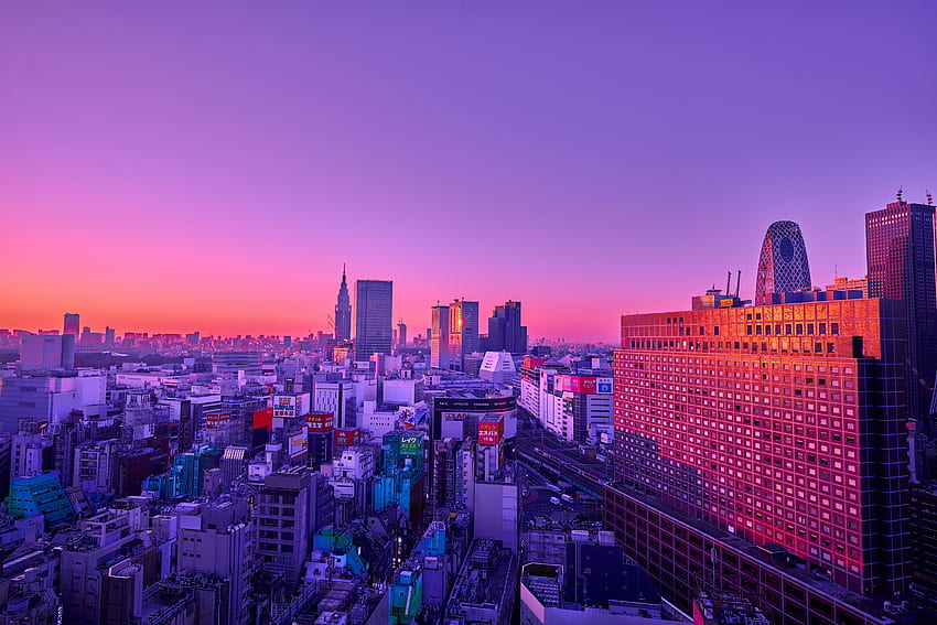ciudades, crepúsculo, violeta, ciudad, edificio, vista desde arriba, anochecer, púrpura fondo de pantalla